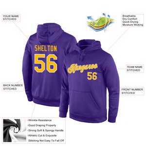 Custom Stitched Purple Gold-White Sports Pullover Sweatshirt Hoodie