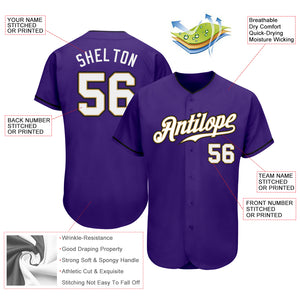 Custom Purple White-Old Gold Authentic Baseball Jersey