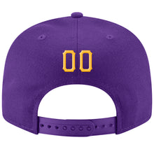 Load image into Gallery viewer, Custom Purple Gold-White Stitched Adjustable Snapback Hat
