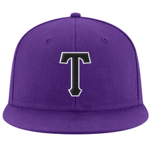 Load image into Gallery viewer, Custom Purple Black-White Stitched Adjustable Snapback Hat
