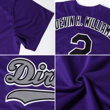 Load image into Gallery viewer, Custom Purple Gold-White Authentic Throwback Rib-Knit Baseball Jersey Shirt
