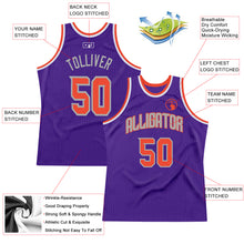 Load image into Gallery viewer, Custom Purple Orange-Gray Authentic Throwback Basketball Jersey
