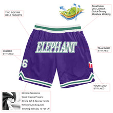 Load image into Gallery viewer, Custom Purple White-Kelly Green Authentic Throwback Basketball Shorts
