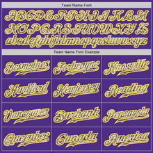 Load image into Gallery viewer, Custom Purple Camo-Gold Authentic Throwback Basketball Jersey
