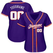 Load image into Gallery viewer, Custom Purple White-Orange Authentic Baseball Jersey
