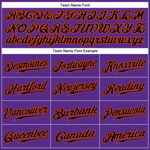 Custom Purple Black Pinstripe Black-Orange Authentic Baseball Jersey