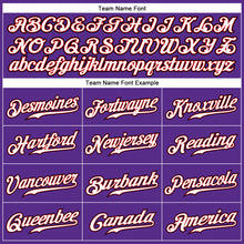 Load image into Gallery viewer, Custom Purple Black Pinstripe White-Red Authentic Baseball Jersey
