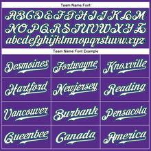 Load image into Gallery viewer, Custom Purple Black Pinstripe White-Teal Authentic Baseball Jersey
