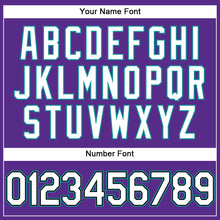 Load image into Gallery viewer, Custom Purple Black Pinstripe White-Teal Authentic Baseball Jersey
