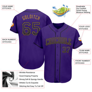 Custom Purple Purple-Old Gold Authentic Drift Fashion Baseball Jersey