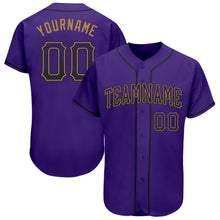 Load image into Gallery viewer, Custom Purple Purple-Old Gold Authentic Drift Fashion Baseball Jersey
