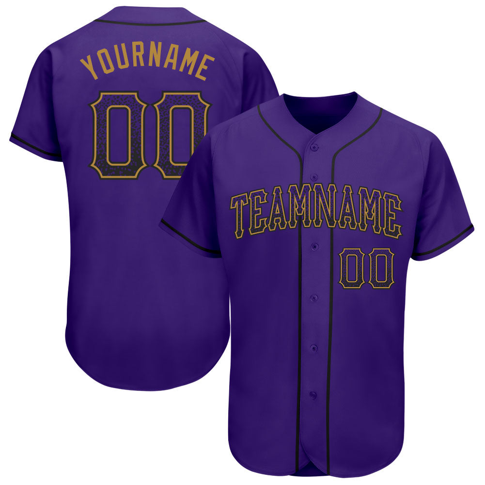 Custom Purple Purple-Old Gold Authentic Drift Fashion Baseball Jersey