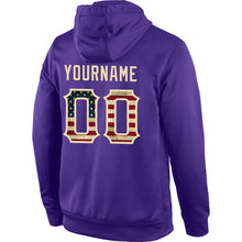 Load image into Gallery viewer, Custom Stitched Purple Vintage USA Flag-Cream Sports Pullover Sweatshirt Hoodie
