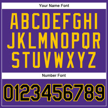Load image into Gallery viewer, Custom Purple Black Pinstripe Black-Gold Authentic Throwback Basketball Jersey
