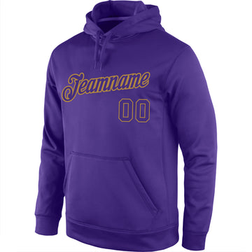 Custom Stitched Purple Purple-Old Gold Sports Pullover Sweatshirt Hoodie