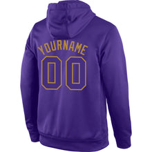 Load image into Gallery viewer, Custom Stitched Purple Purple-Old Gold Sports Pullover Sweatshirt Hoodie
