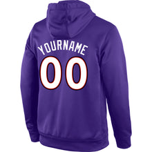 Load image into Gallery viewer, Custom Stitched Purple White-Red Sports Pullover Sweatshirt Hoodie
