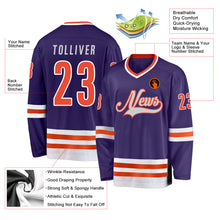 Load image into Gallery viewer, Custom Purple Orange-White Hockey Jersey
