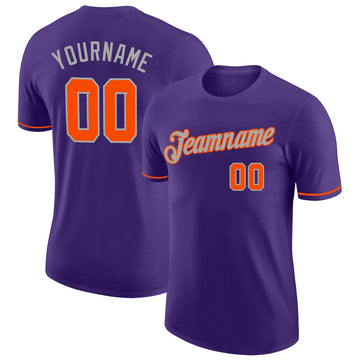 Custom Purple Orange-Gray Performance T-Shirt