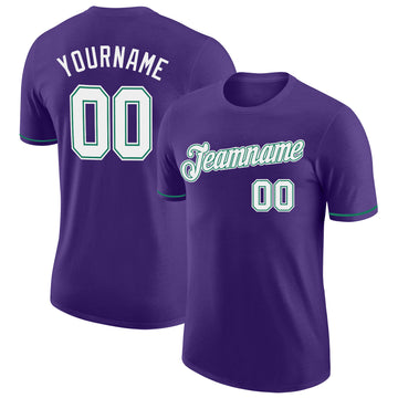 Custom Purple White-Kelly Green Performance T-Shirt