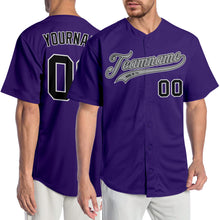 Load image into Gallery viewer, Custom Purple Black-Gray Authentic Baseball Jersey
