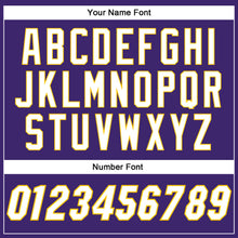 Load image into Gallery viewer, Custom Purple White-Gold Authentic Baseball Jersey
