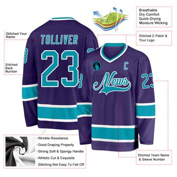 Custom Purple Teal-White Hockey Jersey