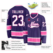 Load image into Gallery viewer, Custom Purple White-Pink Hockey Jersey

