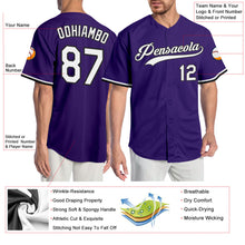 Load image into Gallery viewer, Custom Purple White-Black Authentic Baseball Jersey
