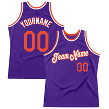 Load image into Gallery viewer, Custom Purple Orange-White Authentic Throwback Basketball Jersey
