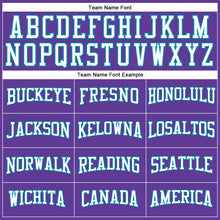 Load image into Gallery viewer, Custom Purple White-Teal Authentic Throwback Basketball Jersey
