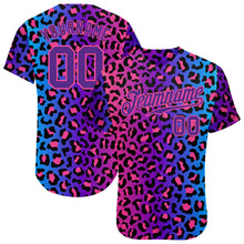 Load image into Gallery viewer, Custom Purple Purple-Pink 3D Pattern Design Leopard Authentic Baseball Jersey
