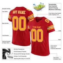 Load image into Gallery viewer, Custom Red Gold-White Mesh Authentic Football Jersey - Fcustom
