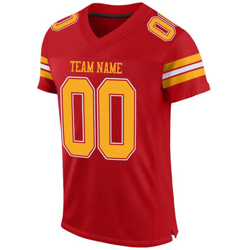 Custom Red Gold-White Mesh Authentic Football Jersey - Fcustom