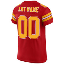 Load image into Gallery viewer, Custom Red Gold-White Mesh Authentic Football Jersey - Fcustom
