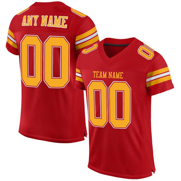 Custom Red Gold-White Mesh Authentic Football Jersey - Fcustom