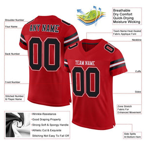 Custom Red Black-White Mesh Authentic Football Jersey - Fcustom