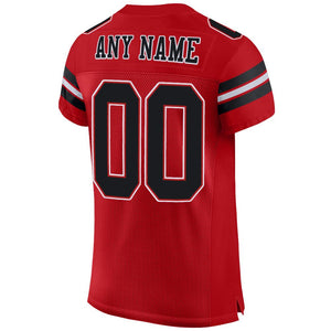 Custom Red Black-White Mesh Authentic Football Jersey - Fcustom