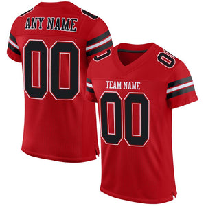 Custom Red Black-White Mesh Authentic Football Jersey - Fcustom