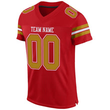 Load image into Gallery viewer, Custom Red Old Gold-White Mesh Authentic Football Jersey - Fcustom
