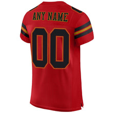 Load image into Gallery viewer, Custom Red Black-Old Gold Mesh Authentic Football Jersey - Fcustom
