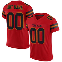 Load image into Gallery viewer, Custom Red Black-Old Gold Mesh Authentic Football Jersey - Fcustom
