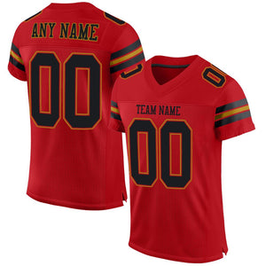 Custom Red Black-Old Gold Mesh Authentic Football Jersey - Fcustom