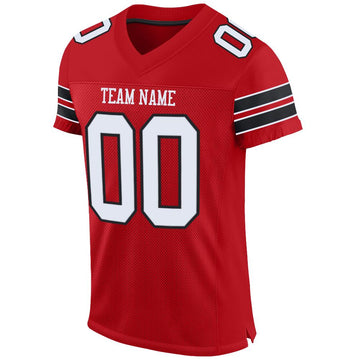 Custom Red White-Black Mesh Authentic Football Jersey - Fcustom