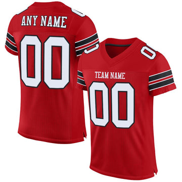 Custom Red White-Black Mesh Authentic Football Jersey - Fcustom