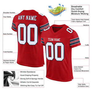 Custom Red White-Navy Mesh Authentic Football Jersey - Fcustom