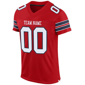 Custom Red White-Navy Mesh Authentic Football Jersey - Fcustom