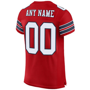 Custom Red White-Navy Mesh Authentic Football Jersey - Fcustom