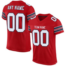Load image into Gallery viewer, Custom Red White-Navy Mesh Authentic Football Jersey - Fcustom
