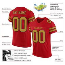 Load image into Gallery viewer, Custom Red Old Gold-Black Mesh Authentic Football Jersey - Fcustom
